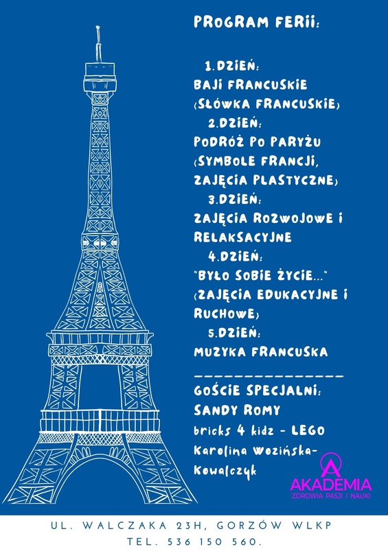 Plakat Ferie z językiem francuskim tydzień drugi