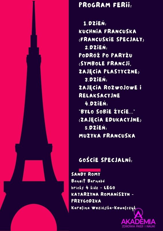 Plakat Ferie z językiem francuskim tydzień pierwszy